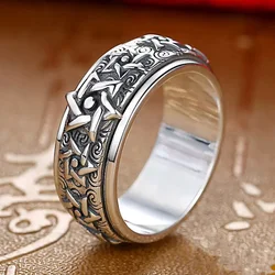Retro Stars Rotable Ring For Men Jewelry Many Sizes Popular Couple Ring Silver 925 Women Index Finger Accessories