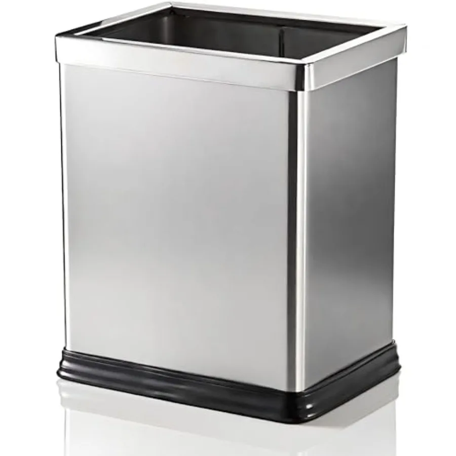 

10 Liter Open Top Stainless Steel Trash Can with Removable Bag Holder for Office Kitchen Bathroom Restaurant Restroom Powder Ro