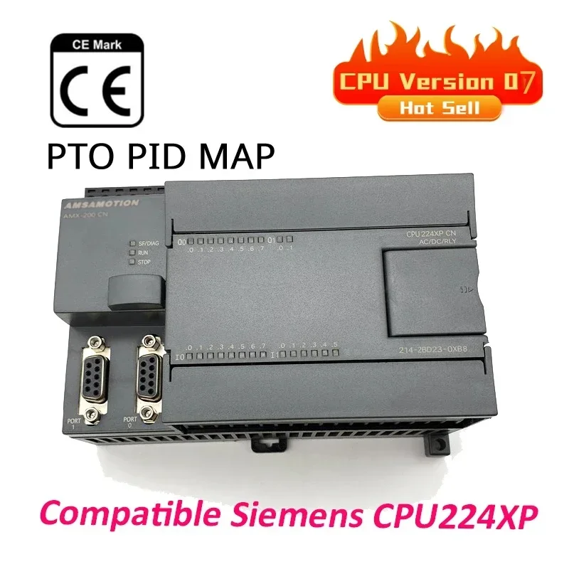 AMSAMOTION CPU224XP PLC Programmable Logic Controller 220V Compatible Siemens S7-200 Output PLC Support PTO MAP PID