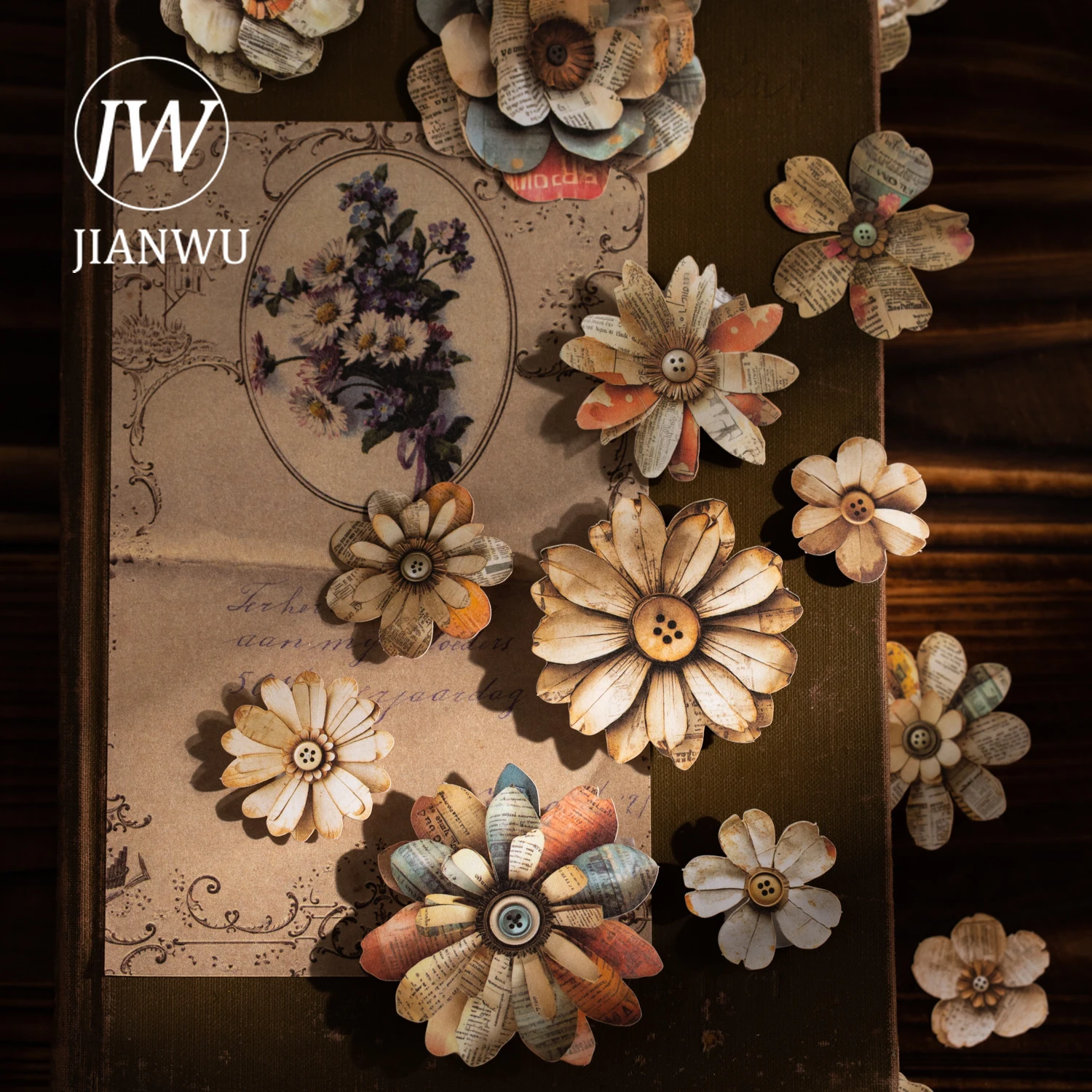 Jianwu carta através do tempo série vintage borboleta flor paisagem material colagem adesivo criativo lixo diário papelaria