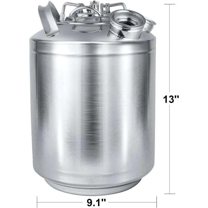 T 2.5 Gallon Cleaning keg, Stainless Steel Beer Line Cleaning Kits with 2 Sanke D Coupler Connections(10L)