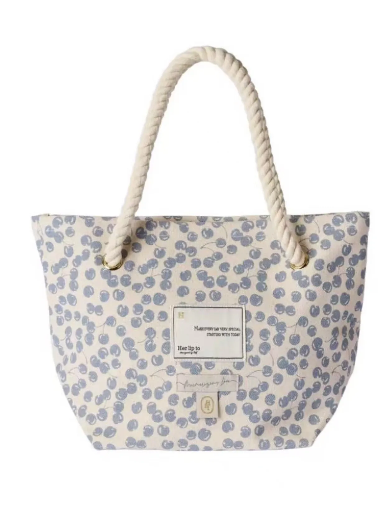 Japanese 2026 New Color Cherry Large Capacity Tote Bag for Women Sweet Hand-Carry Single Shoulder Bag for Daily Commuting Girl