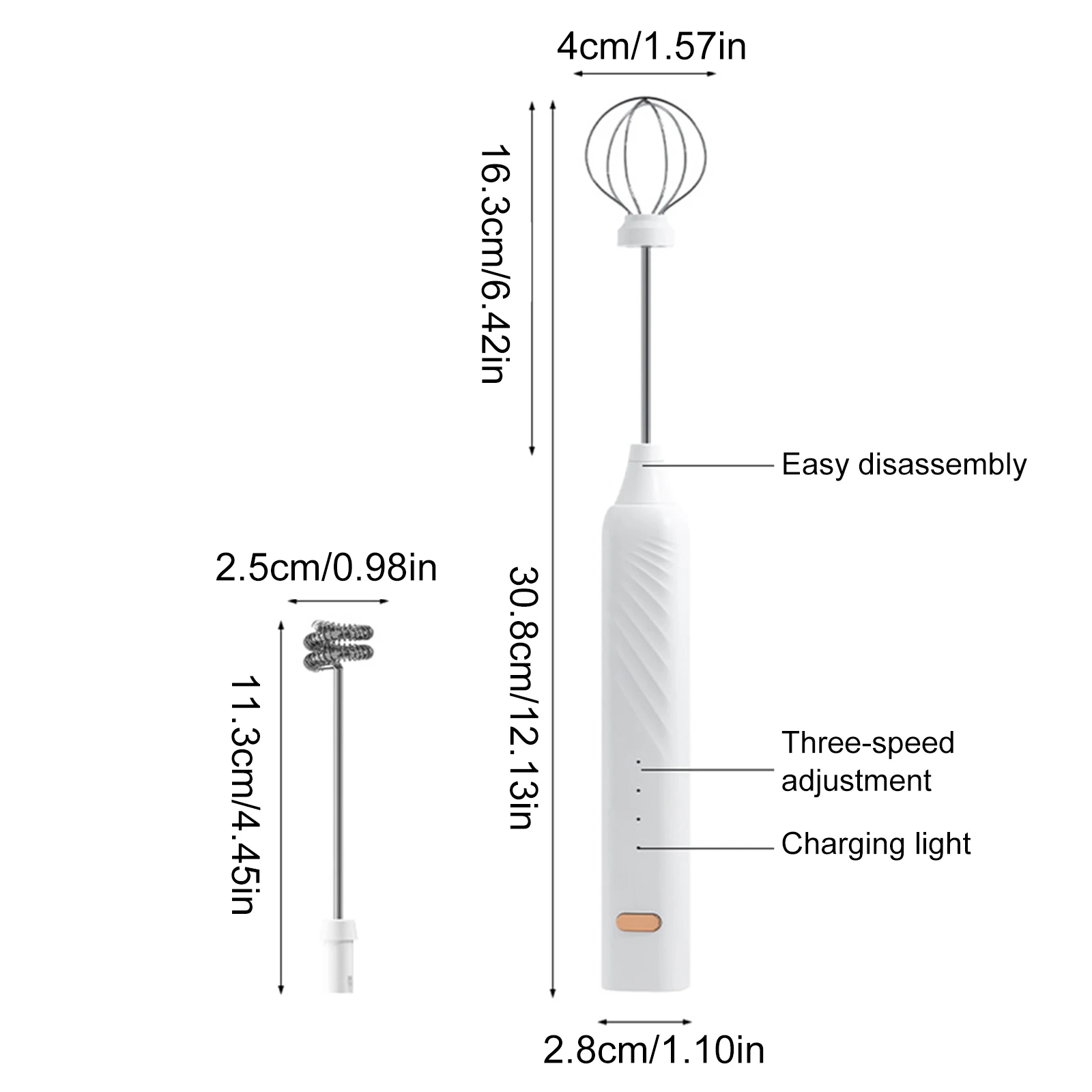 USB Rechargeable Handheld Foamer High Egg Speed Electric Milk Frother Foam Maker Mixer Coffee Drink Frothing Wand