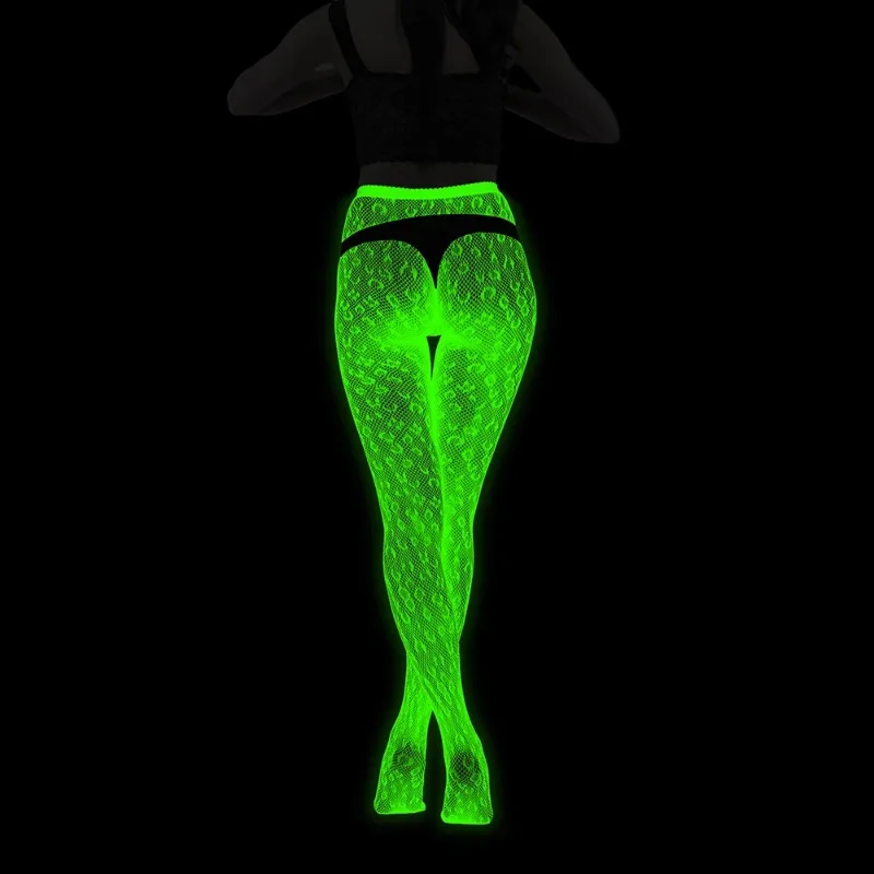 Светящиеся в темноте ажурные чулки, колготки для женщин, серебристые колготки-блестящие светящиеся чулочно-носочные изделия для Хэллоуина, косплея, вечеринки