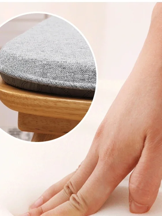 Real Wood Cotton Linen  Cushion with Strap Anti-Slip Breathable Detachable Dining Chair Pad Home Decorative Cushion