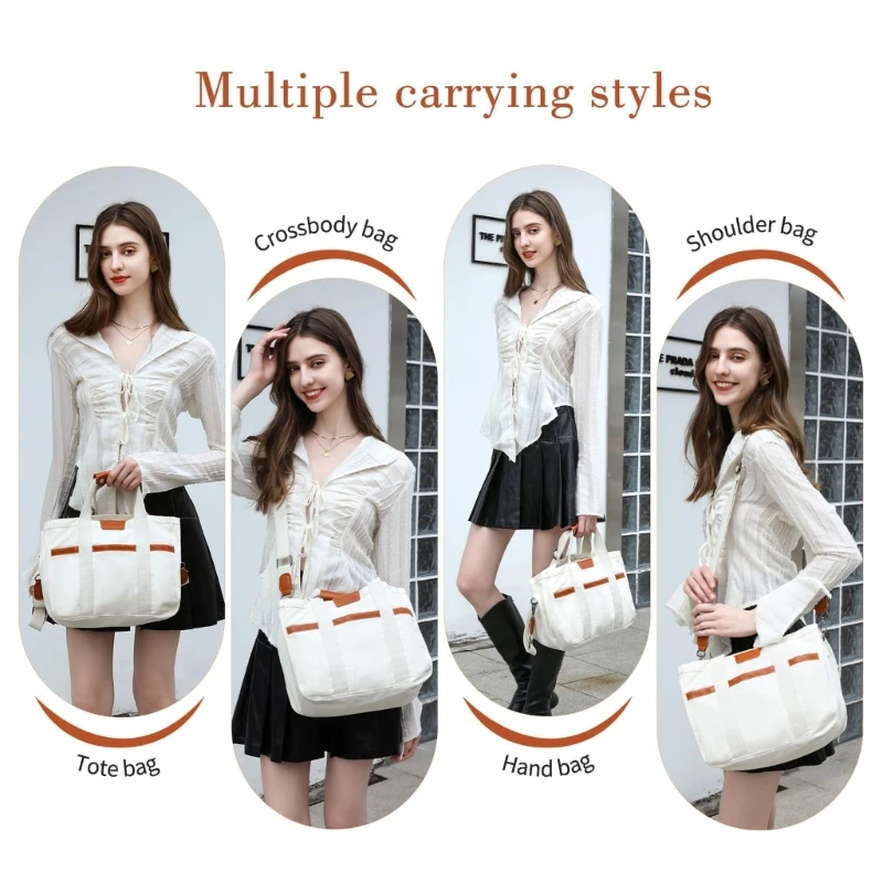 Functional Canvas Handbag for Women with Easy Access Pockets Crossbody Shoulder Bag for Office School and Travel