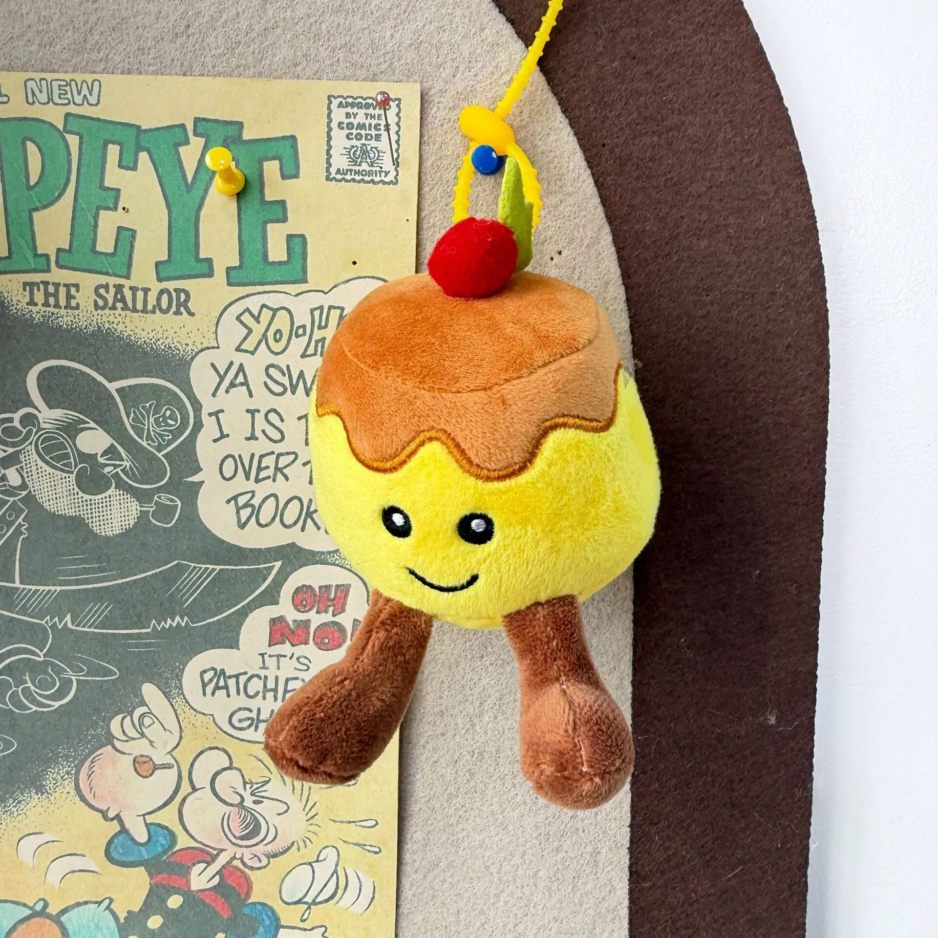 Cute Delicious Caramel Pudding Plush Keyring Charms Simulation Japanese Pudding Plush Stuffed Keyring For Backpack Decor Gift