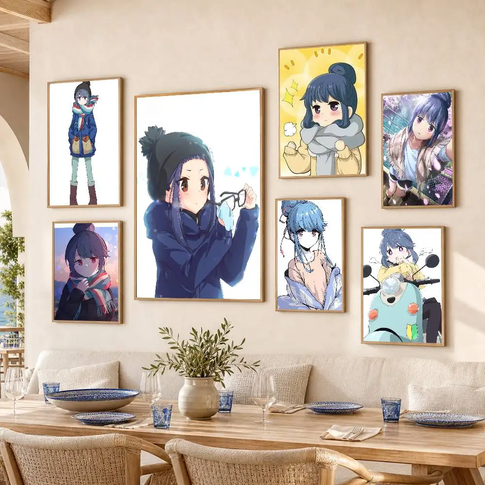 Yuru CampLaid-Back Camp Rin Shima Poster Self-adhesive Art Waterproof Paper Sticker Coffee House Bar Room Wall Decor