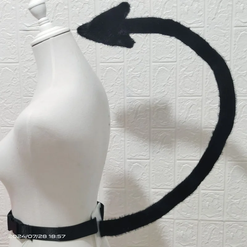 80cm 할로윈 악마 코스프레 퍼리 롱 테일 다크 고딕 로리타 액세서리 퍼슈트 테일 애니메이션 롤플레잉 파티 소품 유니섹스