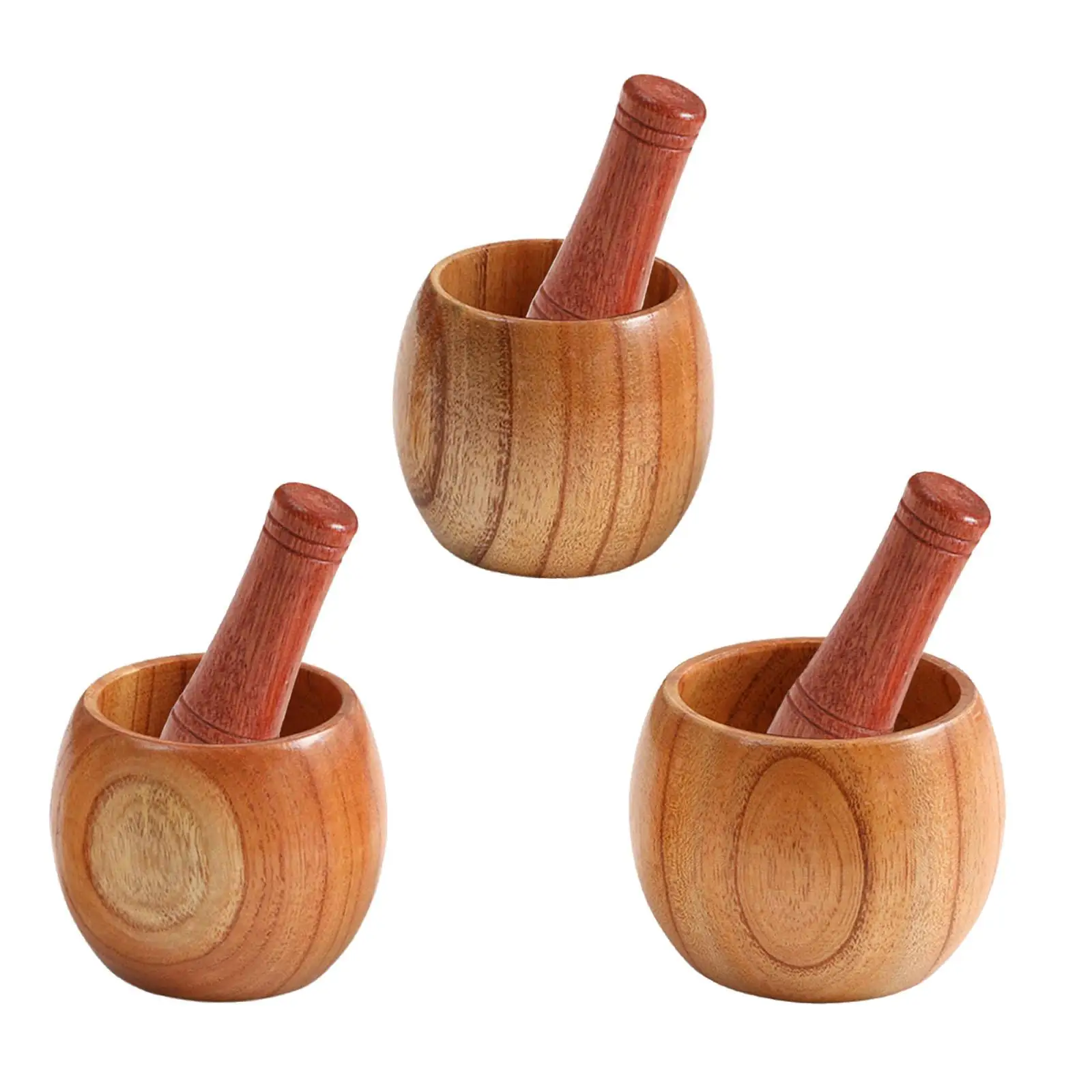 Wooden Mortar and Pestle Set,Rustic Handmade Mortar, Spice Grinder , Mixer Manual Mashing Bowl Seasonings Kitchen Utensils