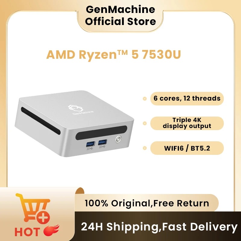 2025 GenMachine Mini PC R5 7530U 5600H 5700U 4500U Windows 11