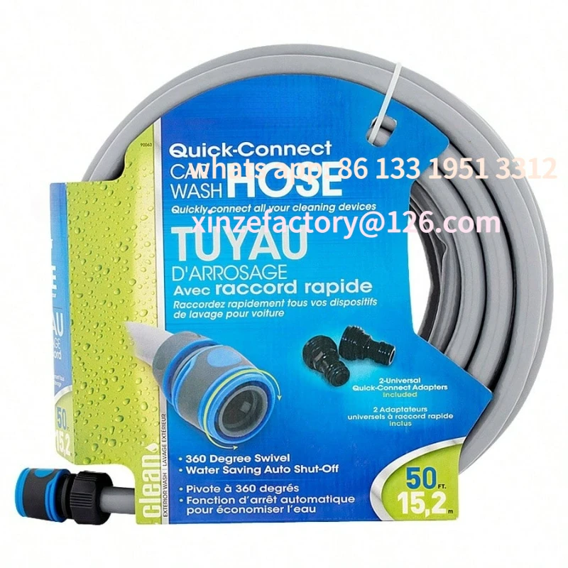 

Customizable Car wash hose 50 ft durable polyethylene red high pressure quick connect for vehicle cleaning