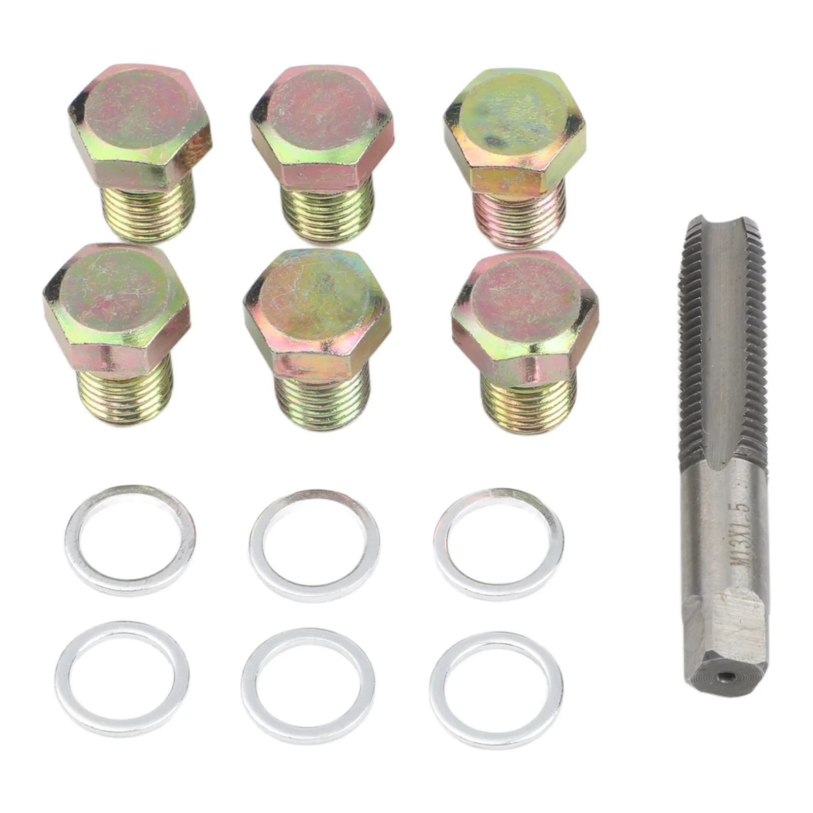 Automotive Tap Set Thread Repair Kit Hardened And Tempered Wear Resistant Repair Damaged Drain Threads Stainless Steel Tool