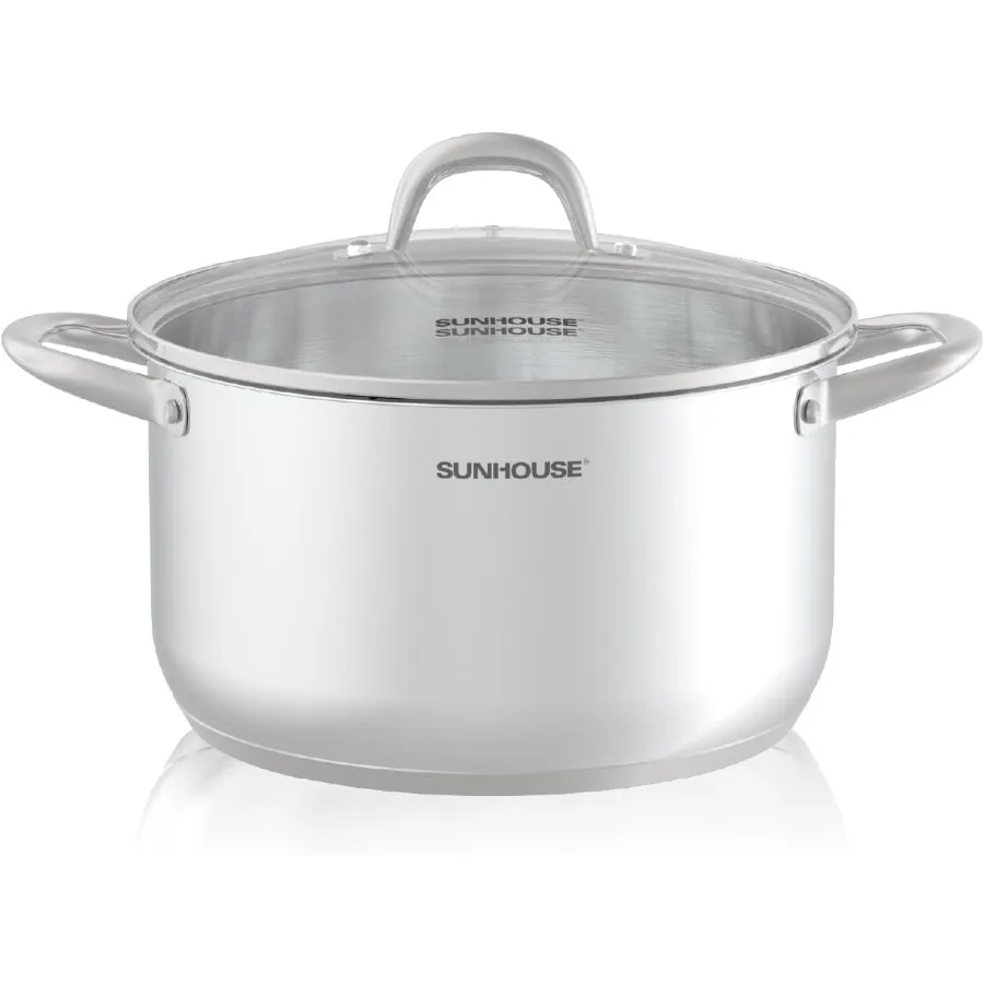

8 Quart Stock Pot with Lid for Pasta Cooking Canning and LargeVolume Meals 3Ply Bottom Stainless Steel Construction for Even He