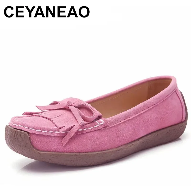 

2025 Spring Autumn Woman Shoes Cow Suede Leather Women Flats Tassel Women's Loafers Moccasins Female Shoe Slip On Footwear