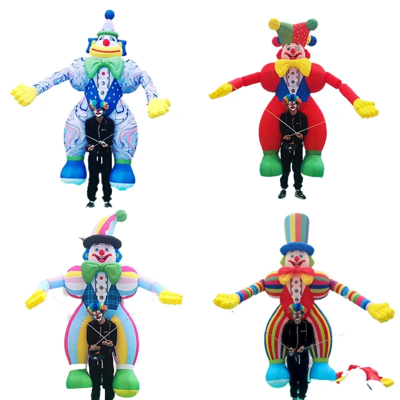 3m/3.5m Giant Red Blue Adult Carry Inflatable Clown Puppet for Carnival Entertainments Stage Fancy Blow Up Clown Props Events