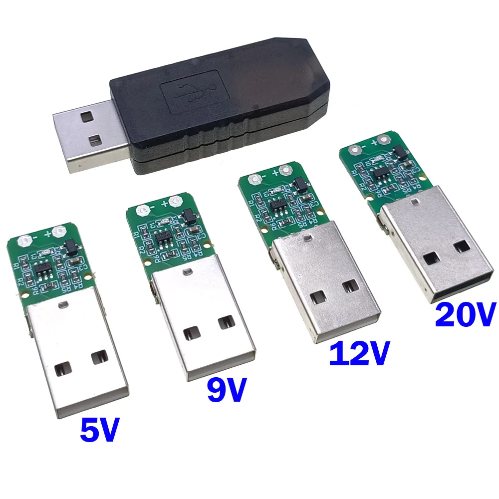QC To 5V 9V 12V 20V Power Buck Modules USB 2.0 QC2.0/3.0 Decoy Trigger Board Induction Cable Male Plug Connector with Housing