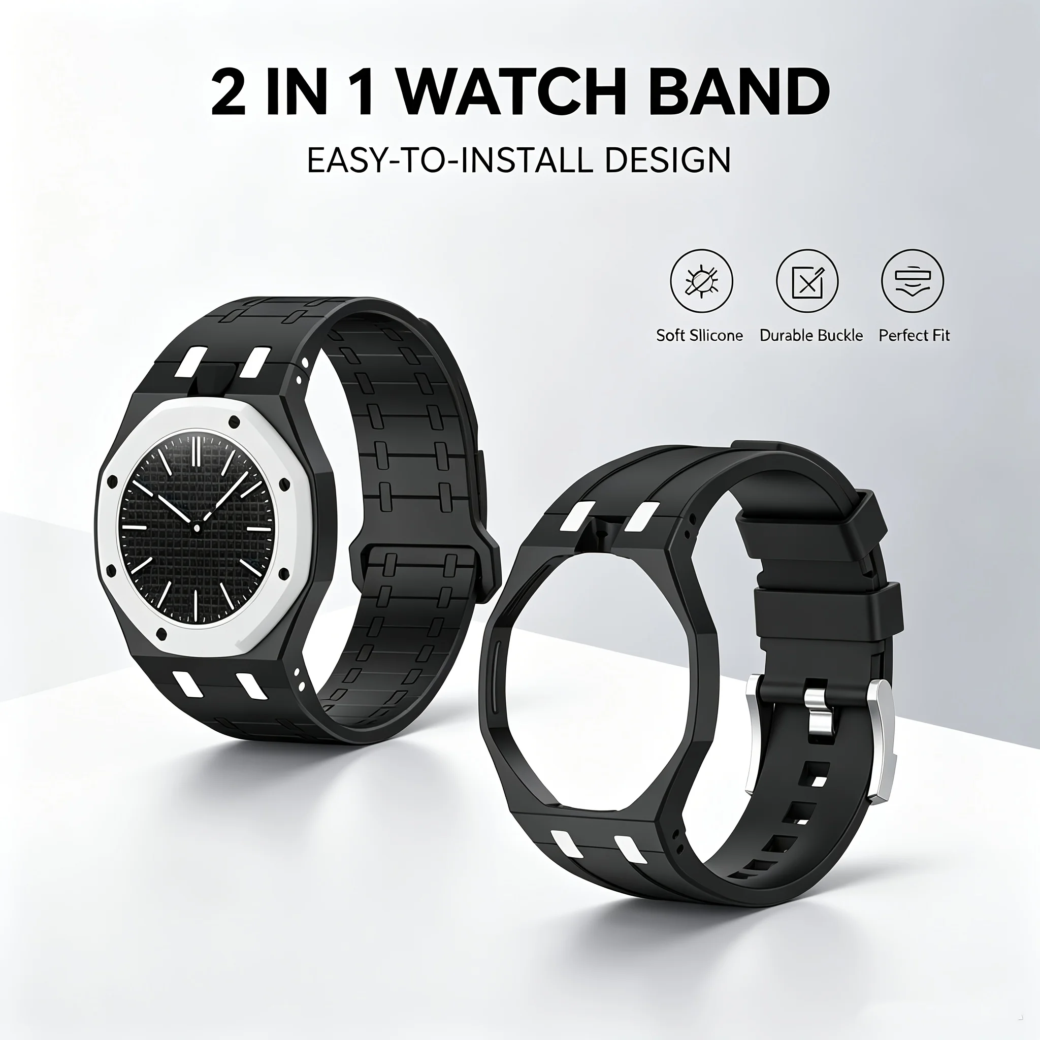 2pc， suitable for Audemars Piguet X Swatch Royal Fashion Replacement Strap, magnetic strap and buckle strap combination