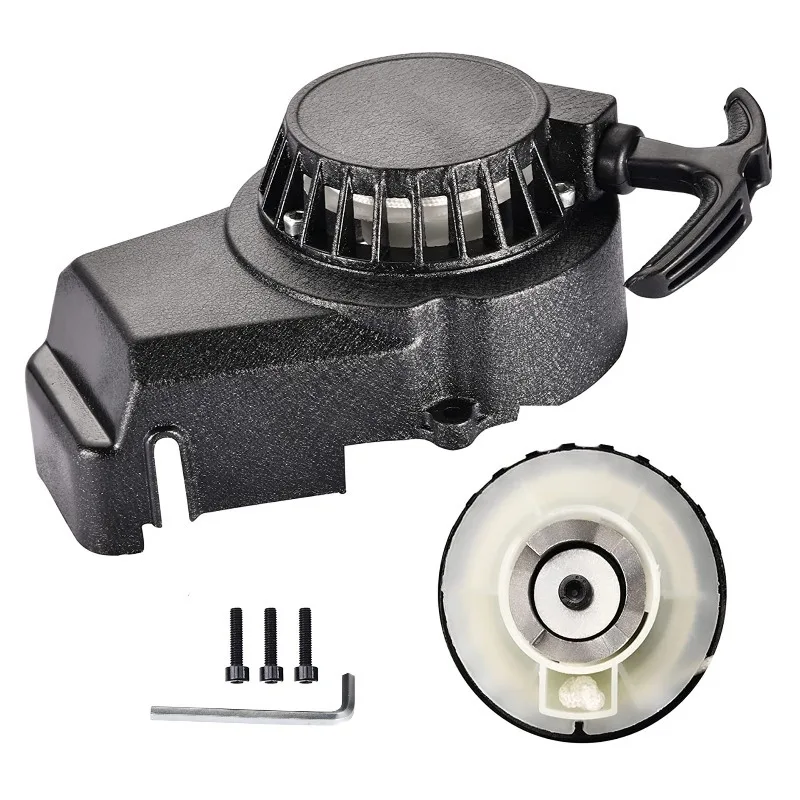 Pull Start Recoil Starter Aluminum Black Compatible with 47cc 49cc Mini Dirt Bike Scooter Replacement Part