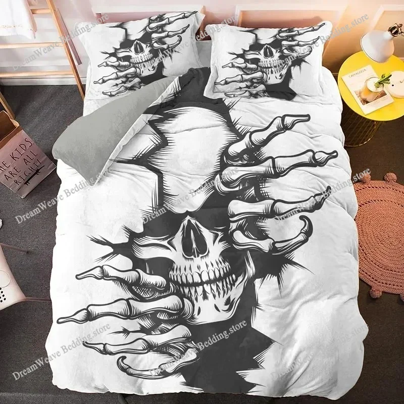

3D Skull Bedding Sets Fashion Quilt Cover Set Comforter Bed Polyester Pillowcase King Queen Full Double Home Texitle Luxury Gift