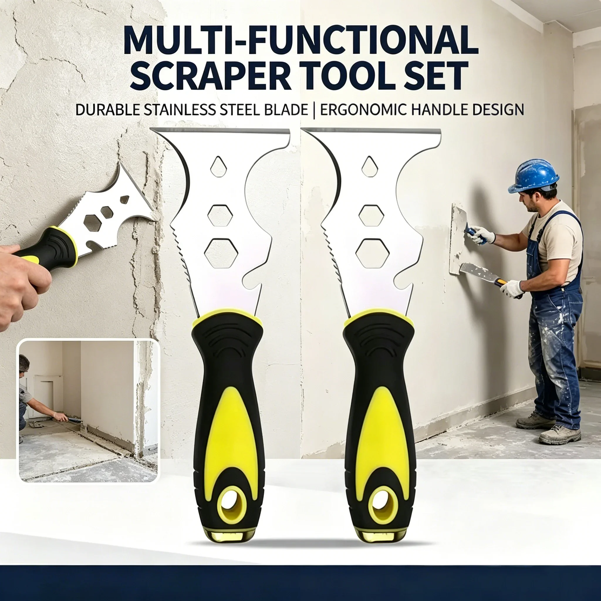 15-in-1 Stainless Steel Putty Knife & Scraper Set - Multi-Function Wall Repair & Cleaning Tool for Painters & DIYers