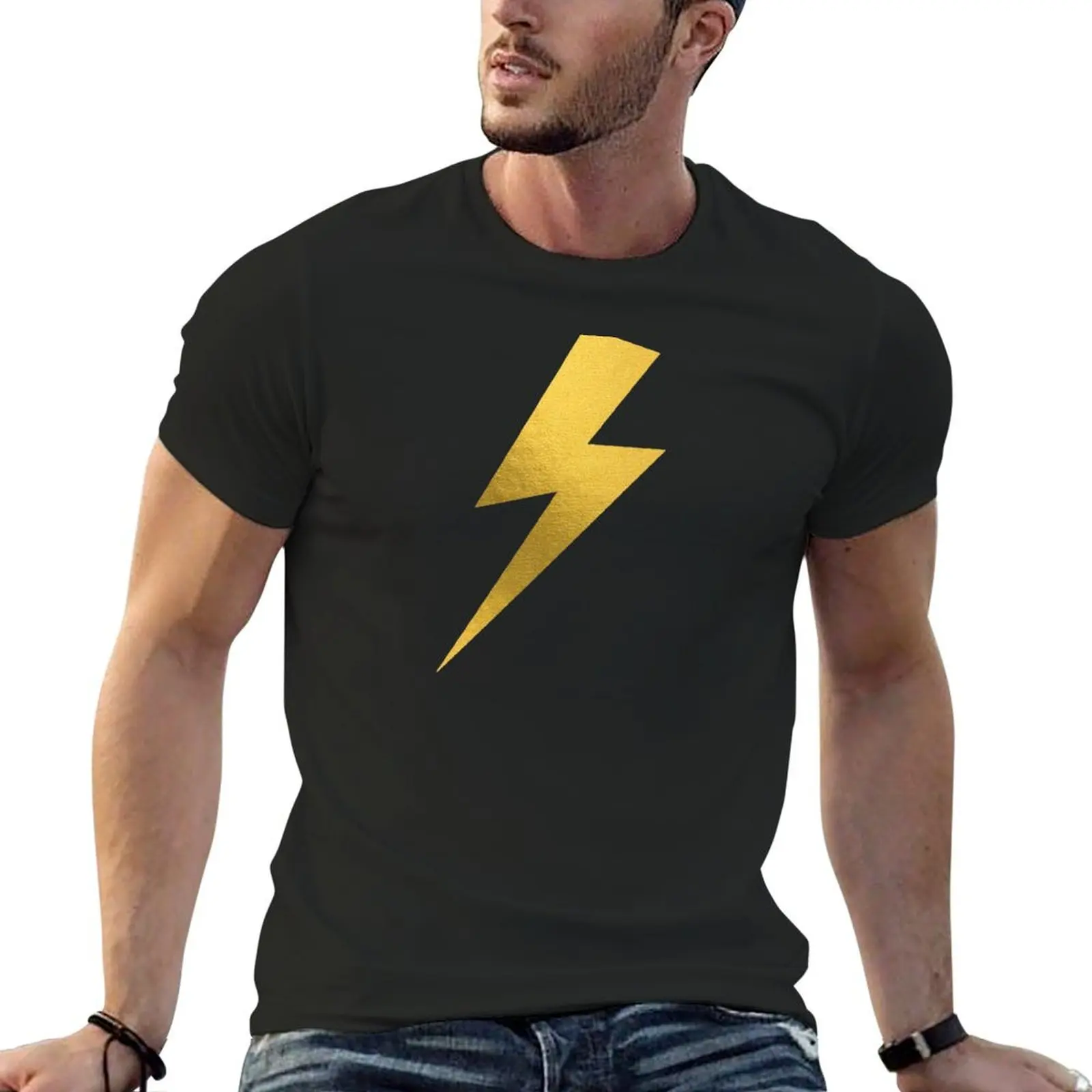 Gold Lightning Bolt - Gold Foil T-Shirt vintage graphic tee cute clothes quick-drying oversized graphic tee Short sleeve tee men