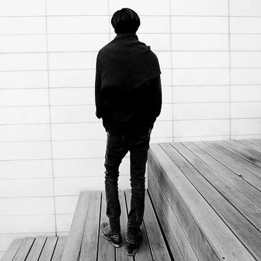 وشاح محبوك مع وشاح بأكمام للجنسين شتاء دافئ طويل شال كيب لينة بسط تريكو للرجال والنساء #5