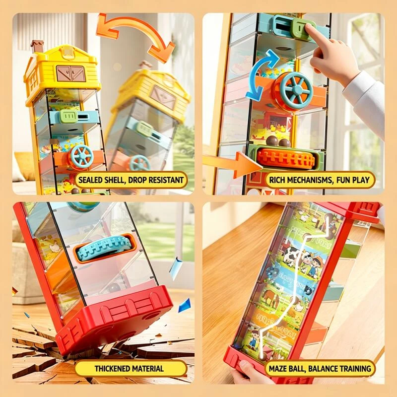 Farm Themed Maze And Drop Tower Children's Toy Educational Learn To Boost Attention Focused Training Baby Christmas Game Gifts