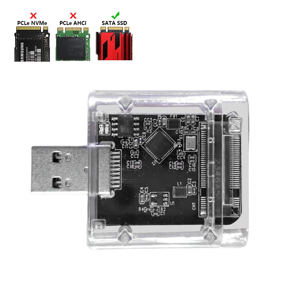 M2 SSD-behuizing M.2 naar USB 3.0 Gen 1 5 Gbps High-speed SSD-behuizing voor SATA M.2 NGFF SSD 2242 2260 2280 kaartadapter