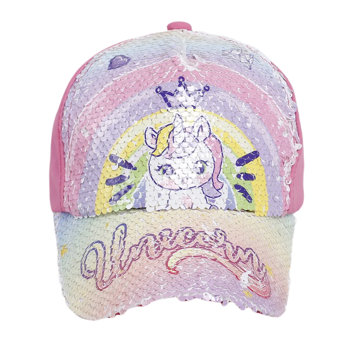 kids Summer sequined baseball caps Cartoon cat with curved brim peaked cap New design  outdoor sun hats Korean Child cap