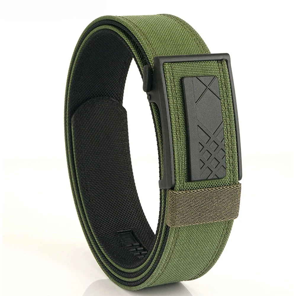 Men's Alloy Automatic Buckle Nylon Belt Outdoor Training Tactical Braided Belt Casual Fashion Business Versatile Double-layer