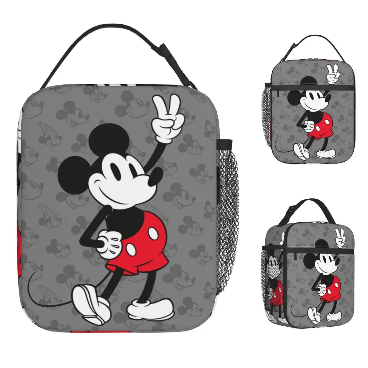 

Classic Mickey Mouse Insulated Lunch Bag Large Reusable Cooler Bag Tote Lunch Box Work Outdoor Men Women