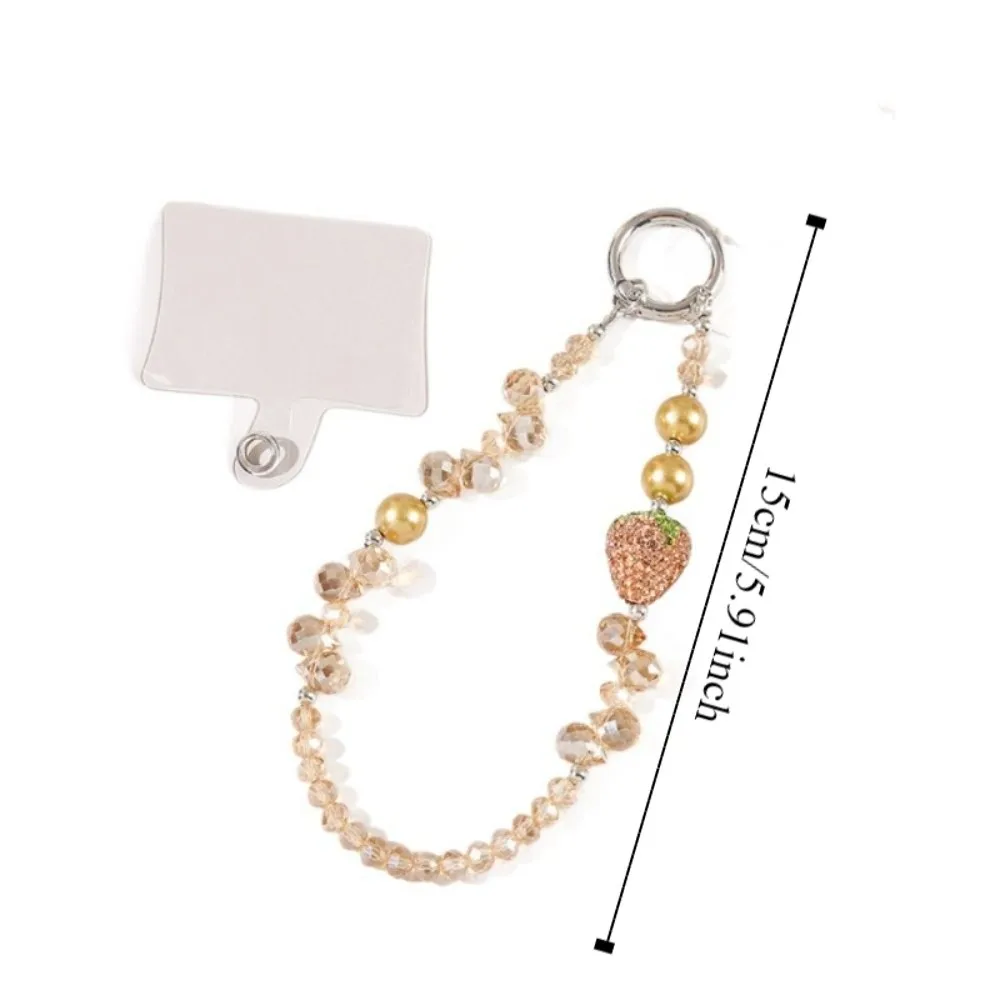 With Clip Strawberry Crystal Pendant Short Anti-lost Bling Strawberry Phone Chain Light Luxury Style Jewelry