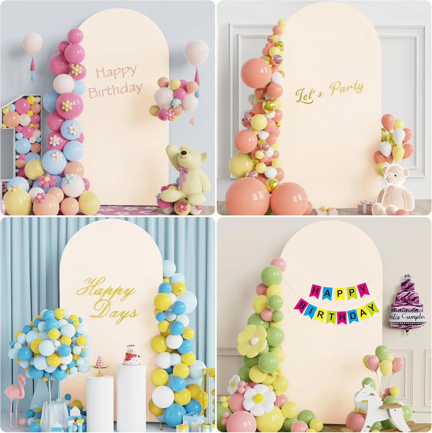 غطاء خلفية على شكل قوس بالون من الألياف اللدنة، غطاء حامل خلفية للصور لحفلات الزفاف وحفلات أعياد الميلاد وحفلات أعياد الميلاد/وردي + لون البشرة