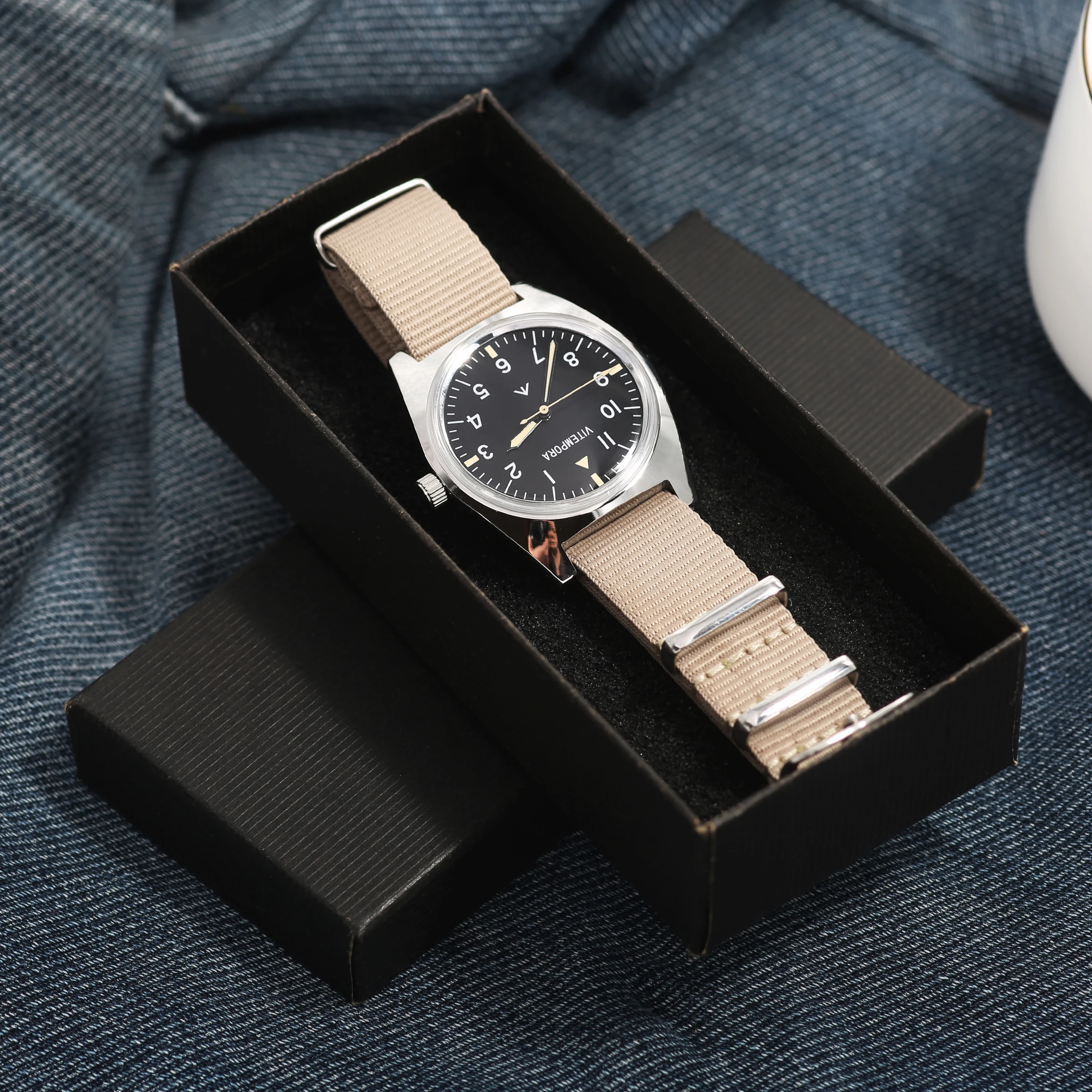 

VITEMPORA Genuine Pilot's Watch Men's Manual Mechanical Movement 36mm Vintage Small Dial Stainless Steel Waterproof Men's Watch