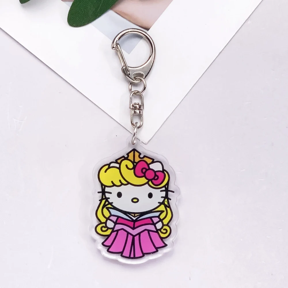سانريو X مرحبا كيتي الأميرة الاكريليك سيارة المفاتيح اكسسوارات حقيبة سحر جميل على ظهره قلادة الإبداعية كيرينغ هدايا لمحبي #6