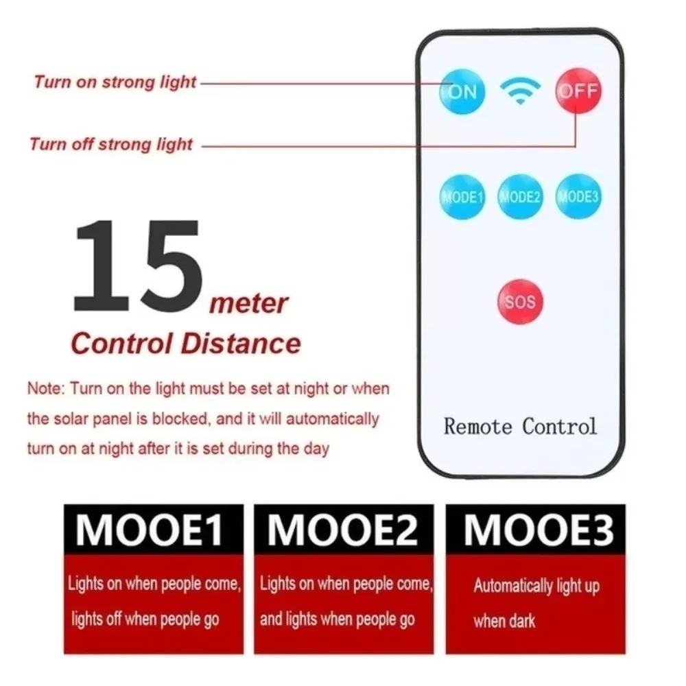 

3 Light Modes Solar Street Lamp Motion Sensor COB Sensor Security Lighting Waterproof Remote Control Outdoor Solar Lamp Path