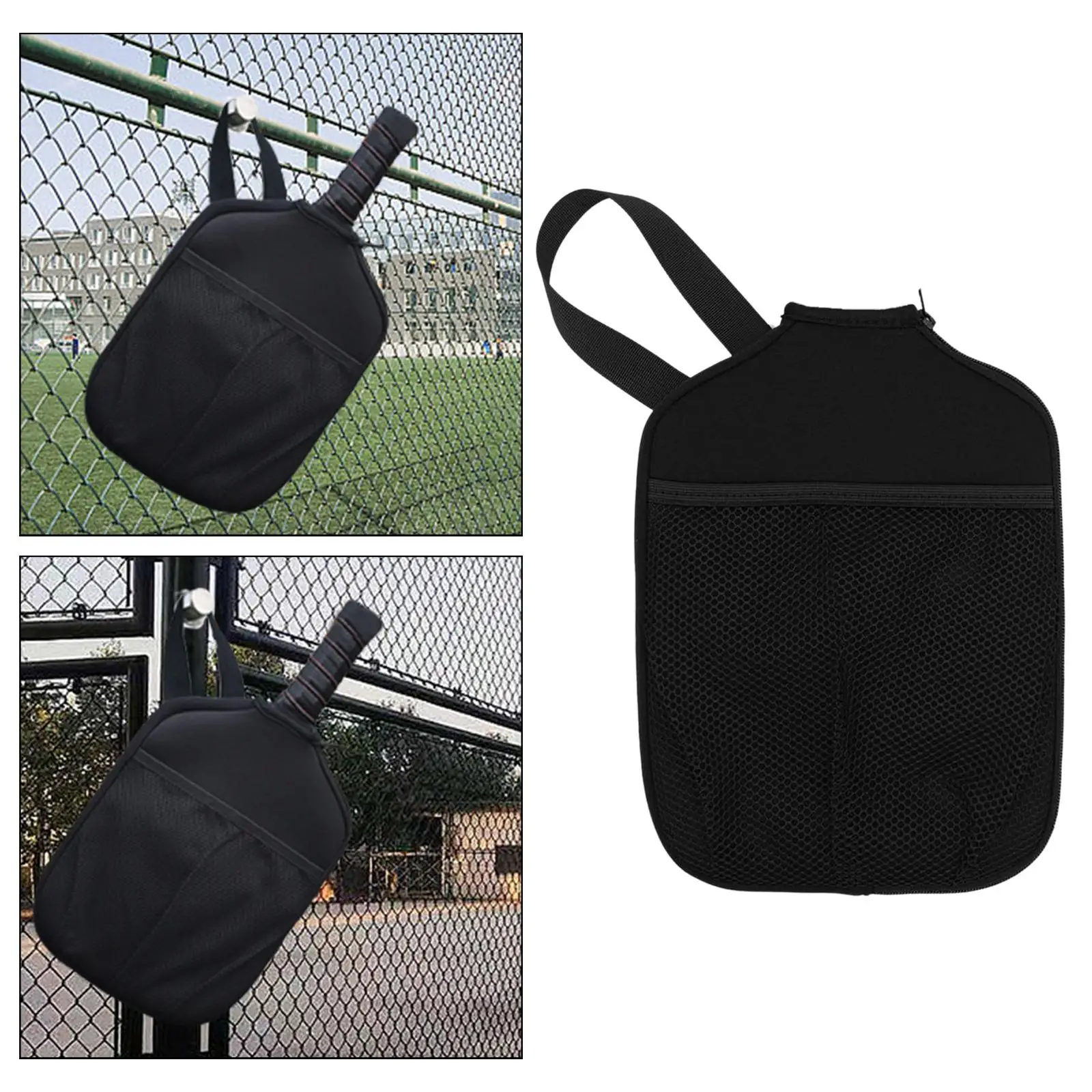 with Pocket and Handle Strap Storage Carrier Waterproof Neoprene Pickleball Paddle Covers Pickleball Racket Sleeve for Practice