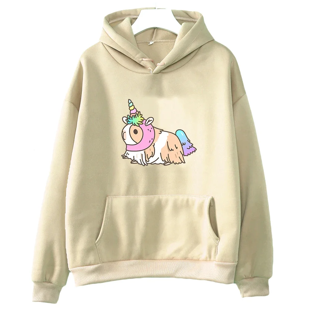 Domesticated Guinea Pig Animal Harajuku Hoodie WOMEN Cartoon Kawaii/Cute Anime Sweatwear Couple Sweatshirt Hand-painted Patterns