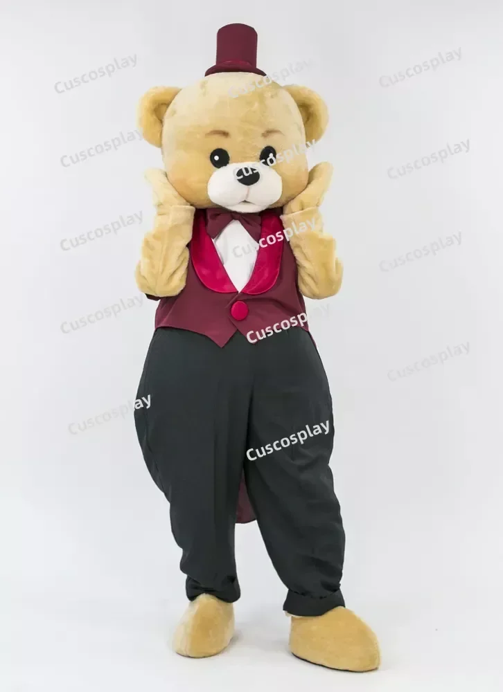 

Christmas Brown Bear Mascot Costume Adult Teddy Bear Red Tuxedo Mascot Costume Tailcoat Halloween Party Carnival Events