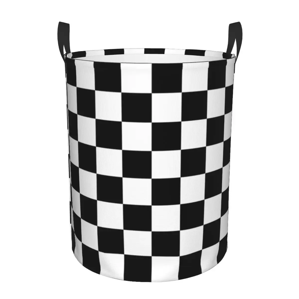 Black and White Checkerboard Pattern Laundry Basket Collapsible Geometric Tartan Clothing Hamper Toys Organizer Storage Bins