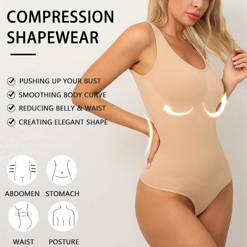 Flarixa nahtlose Shape wear Plus Size Body Shaper Tanga für Frauen Bauch Kontrolle Soft Slimming Korsett Bodysuit Tank Top Shaper