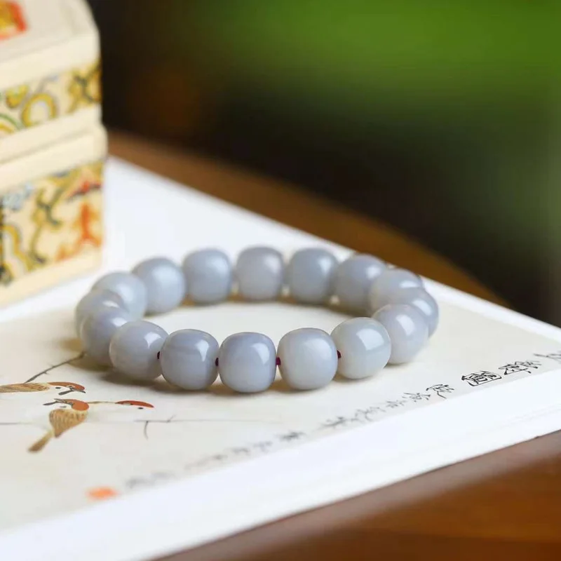 

Цепочка из натурального нефрита Хэтянь Цинхай, материал фиолетового цвета, браслет из бисера в старом стиле