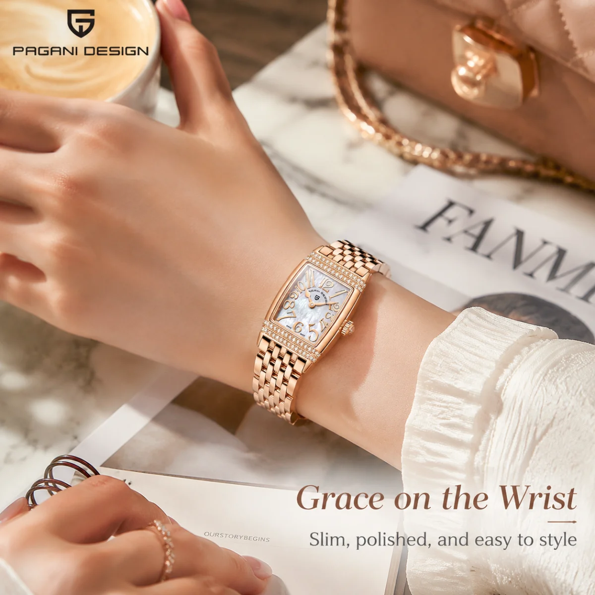 PAGANI DESIGN Brand New Women Quartz Square Watch Luxury Sapphire Glass Casual 50M Waterproof Stainless Steel Watches for Woman view 5