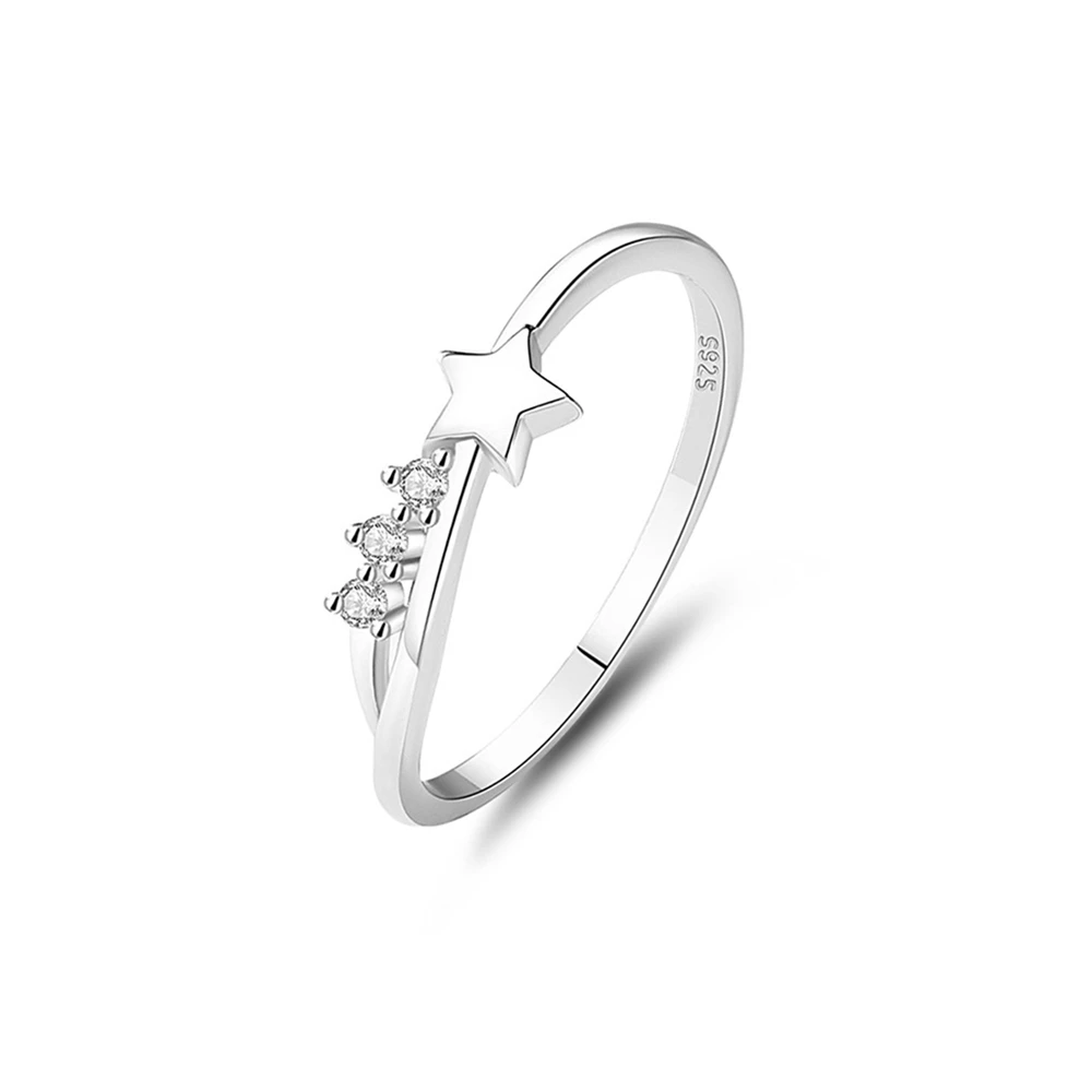 

Quality 925 Sterling Silver Women Ring Simple Star Zirconia Rings For Women Lover Anniversary Party Daily Wear Jewelry Gifts