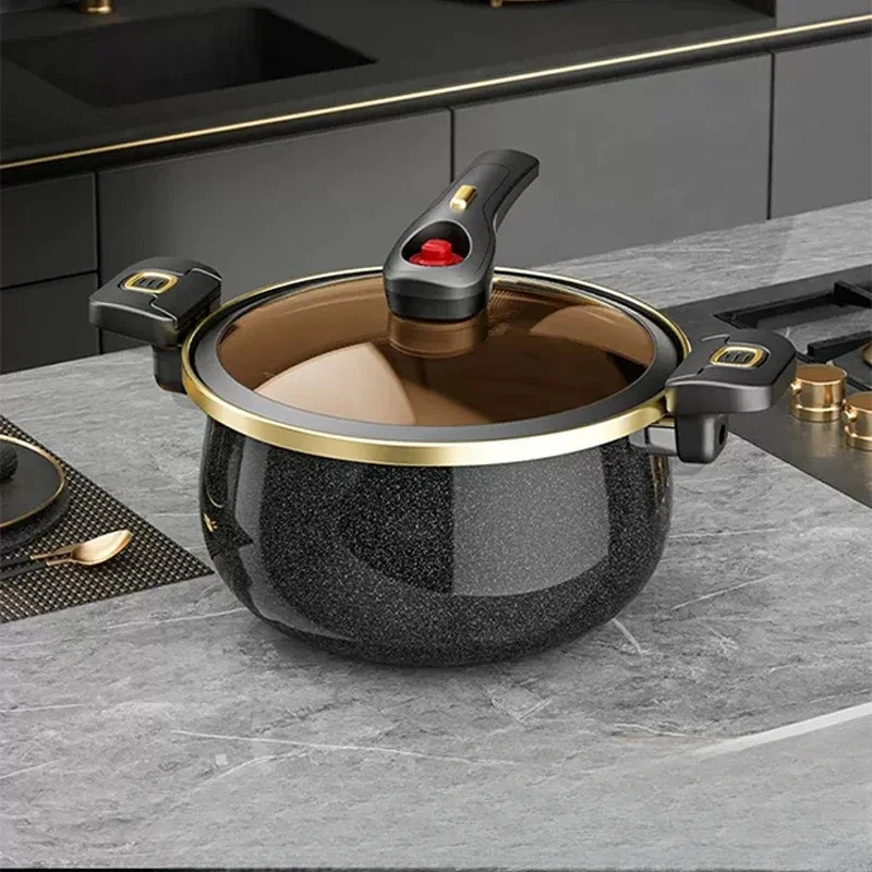 

Enamel Micro Pressure Soup Pot, Household Ceramic Non-Stick Cookware, Dual Handle Design, Gas and Induction Compatible