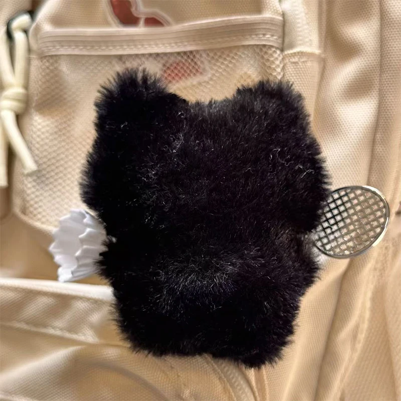 1Pcs Nette Cartoon Schwarze Katze Schlüsselbund Tasche Anhänger Rucksack Hängen Ornamente Schöne Kleine Katze Puppe Tier Auto Schlüsselring kinder Geschenk