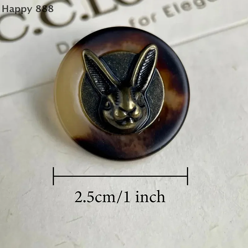 10 szt. 25mm Guziki Dekoracyjne w Stylu Vintage z Miedzi z Motywem Króliczej Głowy do Ubrań, Kapeluszy i Plecaków, do Szycia i Dekoracji Tekstyliów