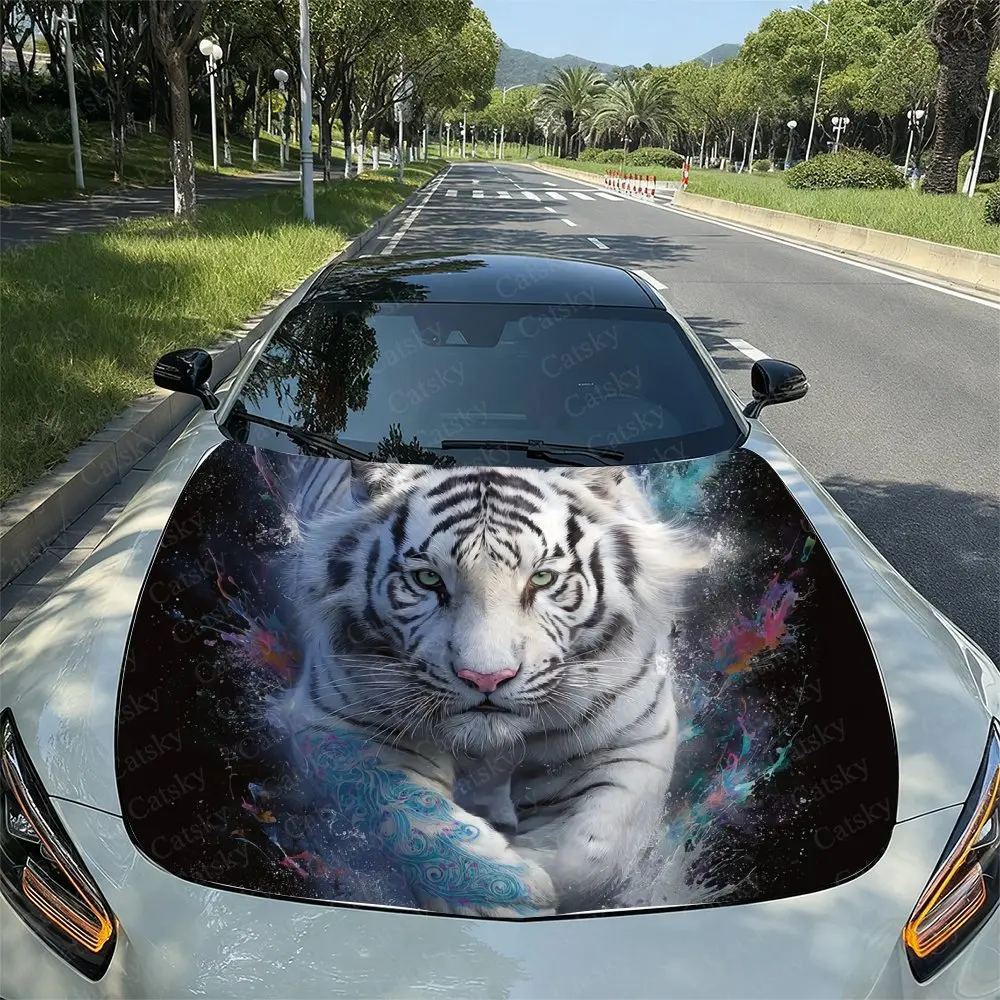

Наклейка на капот автомобиля Magic White Tiger - прочная виниловая защитная пленка для большинства автомобилей, устойчивая к царапинам автомобильная внешняя пленка
