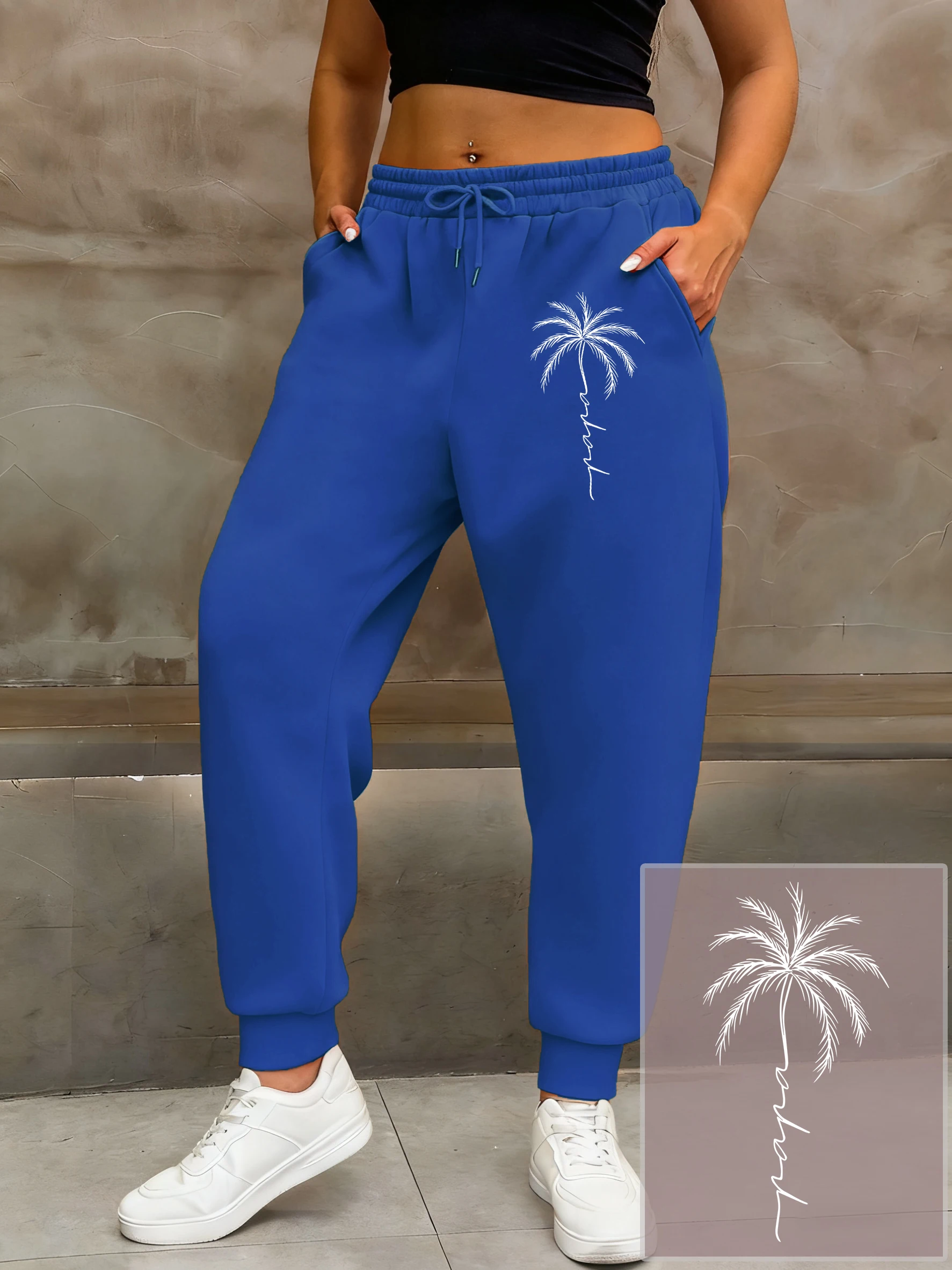 Creative Coconut Tree Text Print Women'S Sweatpant Street Fleece Pant Autumn Soft Y2K Jogging Pants Sport Multicolor Trouser